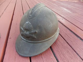 Wwi French M15 Adrian Infantry Helmet Complete W/ Liner; Chinstrap Front Plate