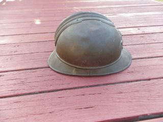 WWI FRENCH m15 ADRIAN infantry HELMET complete w/ LINER; CHINSTRAP front PLATE 5