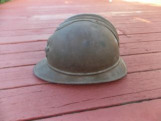 WWI FRENCH m15 ADRIAN infantry HELMET complete w/ LINER; CHINSTRAP front PLATE 6