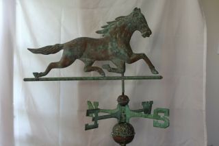 Vintage Copper / Brass Running Horse Weathervane 1920s 25 3/4 " W By 24 1/2 " H