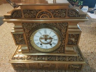 Antique Haven Mantel Clock Runs And Chimes 25.  2 Lbs.  Stunning