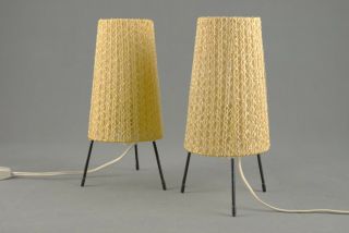 2 x Mid Century Tripod Table Small Lamps Modernist Danish Modern 50s 60s 70s Era 10