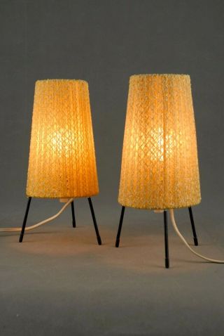 2 X Mid Century Tripod Table Small Lamps Modernist Danish Modern 50s 60s 70s Era