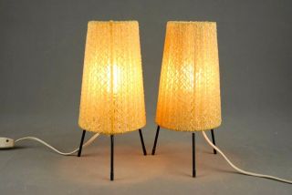 2 x Mid Century Tripod Table Small Lamps Modernist Danish Modern 50s 60s 70s Era 3