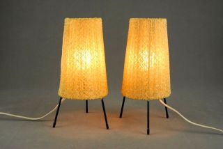 2 x Mid Century Tripod Table Small Lamps Modernist Danish Modern 50s 60s 70s Era 4