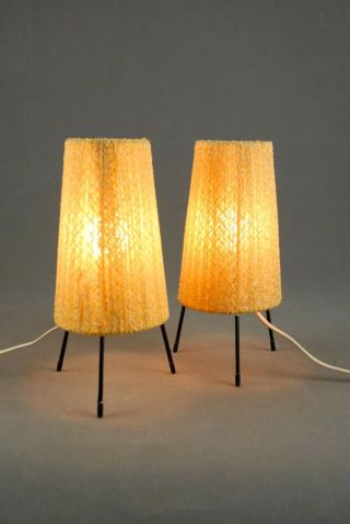 2 x Mid Century Tripod Table Small Lamps Modernist Danish Modern 50s 60s 70s Era 5