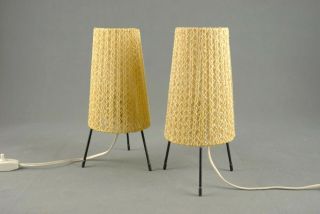 2 x Mid Century Tripod Table Small Lamps Modernist Danish Modern 50s 60s 70s Era 7