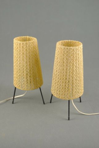 2 x Mid Century Tripod Table Small Lamps Modernist Danish Modern 50s 60s 70s Era 8