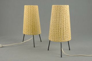 2 x Mid Century Tripod Table Small Lamps Modernist Danish Modern 50s 60s 70s Era 9