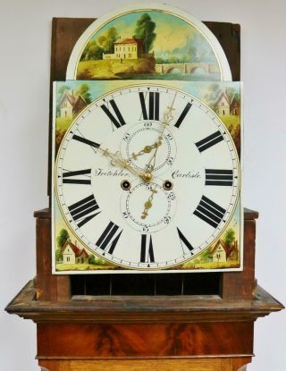 Antique English Carlisle Longcase Grandfather Clock 19thC Oak & Mahogany 8 Day 10