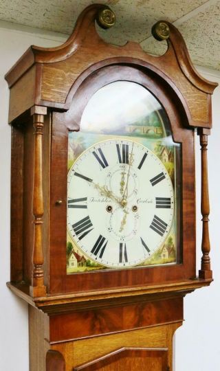 Antique English Carlisle Longcase Grandfather Clock 19thC Oak & Mahogany 8 Day 4