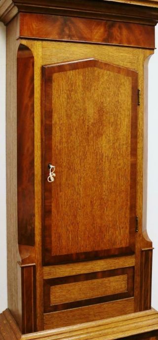 Antique English Carlisle Longcase Grandfather Clock 19thC Oak & Mahogany 8 Day 5