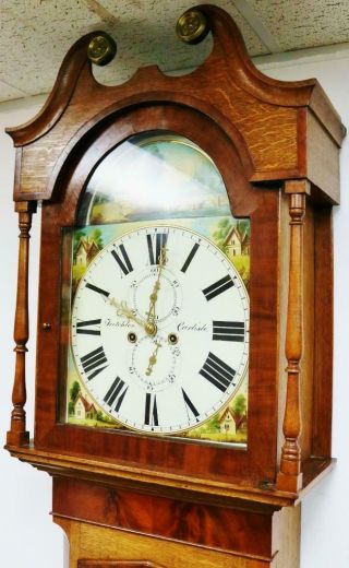 Antique English Carlisle Longcase Grandfather Clock 19thC Oak & Mahogany 8 Day 6