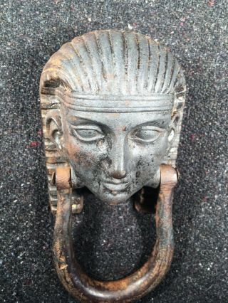 Pharaoh Door Knocker Cast - Iron Vintage 3