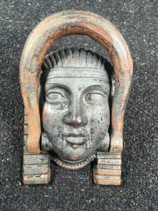 Pharaoh Door Knocker Cast - Iron Vintage 4