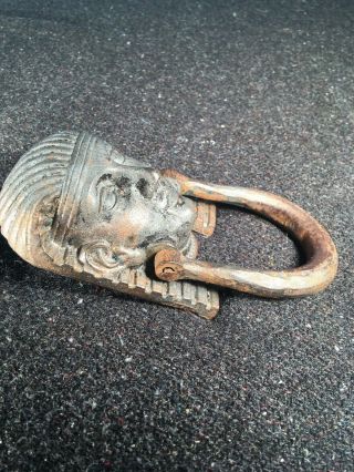 Pharaoh Door Knocker Cast - Iron Vintage 8