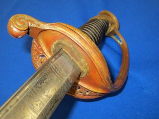 U.  S.  CIVIL WAR MODEL 1850 FOOT OFFICERS SWORD AND SCABBARD ENGRAVED – FRENCH IMP 11