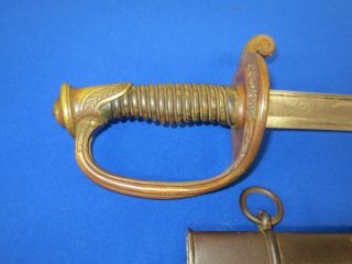 U.  S.  CIVIL WAR MODEL 1850 FOOT OFFICERS SWORD AND SCABBARD ENGRAVED – FRENCH IMP 2