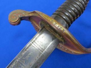 U.  S.  CIVIL WAR MODEL 1850 FOOT OFFICERS SWORD AND SCABBARD ENGRAVED – FRENCH IMP 4