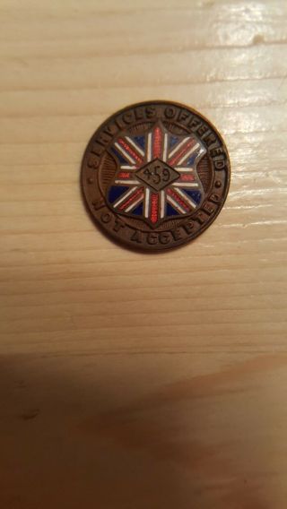 Rare Services Offered Not Accepted Wwi Pin Jackson Bros.
