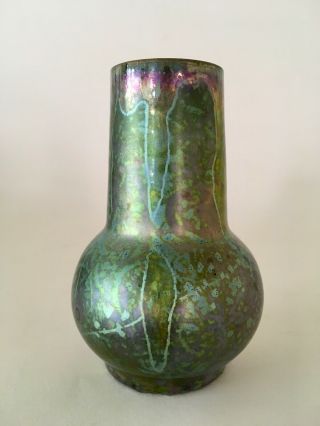 Aire - Belle Alfred Rosselin iridescent Art Nouveau ceramic vase irisé Massier Era 6