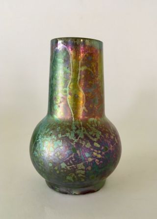Aire - Belle Alfred Rosselin iridescent Art Nouveau ceramic vase irisé Massier Era 7