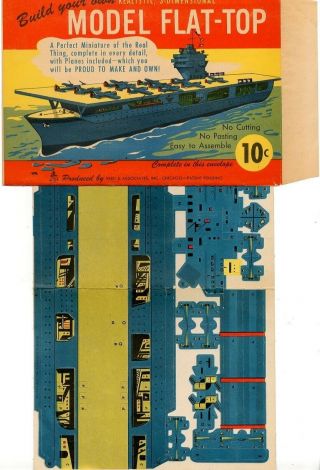 Model Flat - Top Reed Paper Toy 1944 Ctr Is Unpunched & Nm,  Envelope Is Fvf So.
