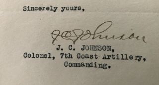 SPANISH - AMERICAN WAR WWI COLONEL GENERAL PANAMA CANAL SANDY HOOK LETTER SIGNED 2