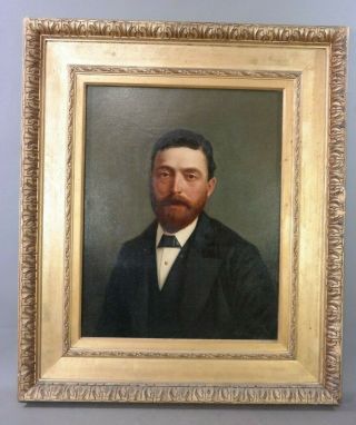 1887 Antique 19thc Victorian Era Distinguished Gentleman Old Estate Oil Painting