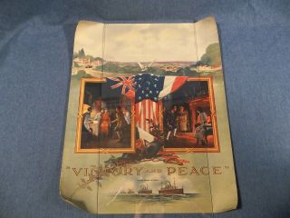 Antique " Victory And Peace " Wwi Military Poster James Lee 1918 Vgc