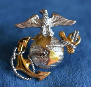 Vintage Sterling Silver 10k Gold Filled 592 U S Marine Corps Officer Anchor Pin