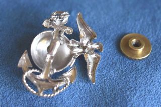 Vintage Sterling Silver 10K Gold Filled 592 U S Marine Corps Officer Anchor Pin 4