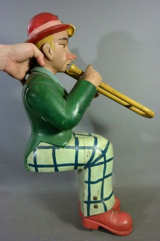 Antique CARVED Wood MUSICIAN STATUE Old TRIMPERS AMUSEMENT PARK OCEAN CITY MD 6