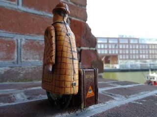 Rare Tin Toy Wind Up German Travelling Man With Key. ,  Partly Repainted