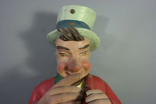 Antique CARVED Wood TOP HAT MAN STATUE Old TRIMPERS AMUSEMENT PARK OCEAN CITY MD 5