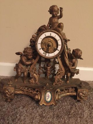 Antique Bronze French Clock Cherub Figurine 19th Century