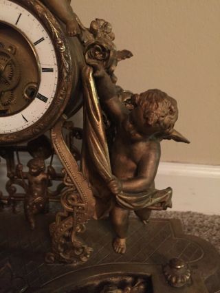 Antique BRONZE FRENCH Clock Cherub Figurine 19th Century 2
