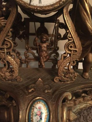 Antique BRONZE FRENCH Clock Cherub Figurine 19th Century 3