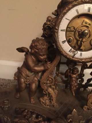Antique BRONZE FRENCH Clock Cherub Figurine 19th Century 5