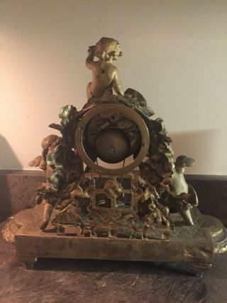 Antique BRONZE FRENCH Clock Cherub Figurine 19th Century 6