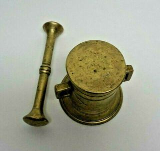 Antique 19th Century Double Handled Brass Mortar & Pestle 4