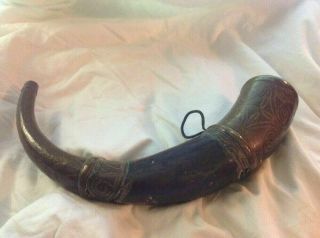 Vintage Civil War Era Brass Gun Powder Horn