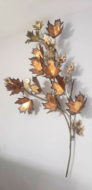 Vintage Mid Century Signed Curtis Jere 1971 Maple Leaves Wall Sculpture
