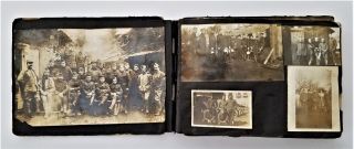 1918 - 19 Antique Wwi Photograph Scrapbook Album France Pvt Joseph D 