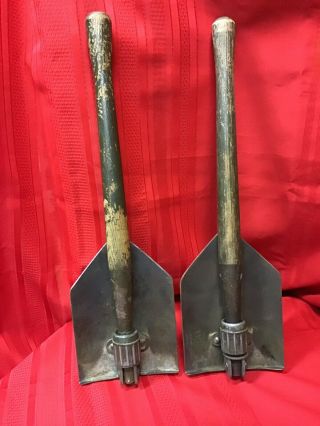 Ww2 Us 1944 Folding Shovels Pair Entrenching Tools Ames 1944 & Woods 1944 Wwii