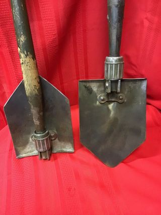 WW2 US 1944 Folding Shovels Pair Entrenching Tools Ames 1944 & Woods 1944 WWII 4