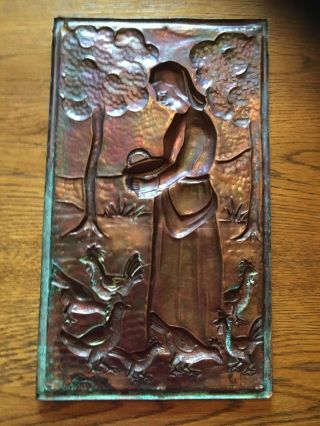 Rare Arts & Crafts Guild of Handicraft Style Figurative Copper Panel Circa 1890 7