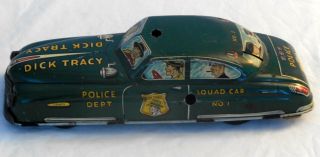 Vintage 1949 Dick Tracy Tin Police Squad Car Wind up Marx 2