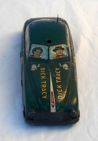 Vintage 1949 Dick Tracy Tin Police Squad Car Wind up Marx 4