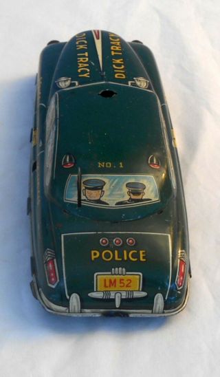 Vintage 1949 Dick Tracy Tin Police Squad Car Wind up Marx 5